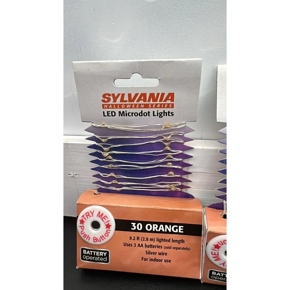Lot of 4 Sylvania Halloween Series LED Microdot Lights 30 Orange